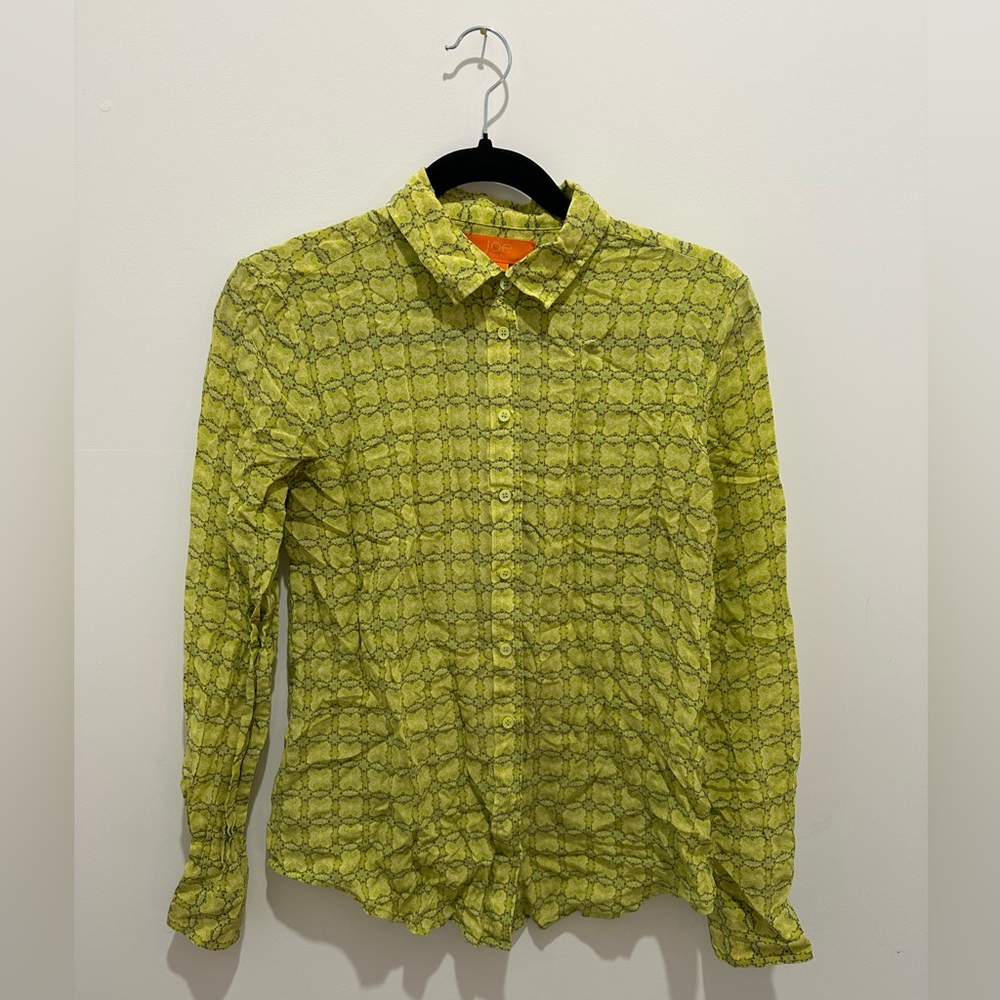 Lime Green Patterned button up Shirt